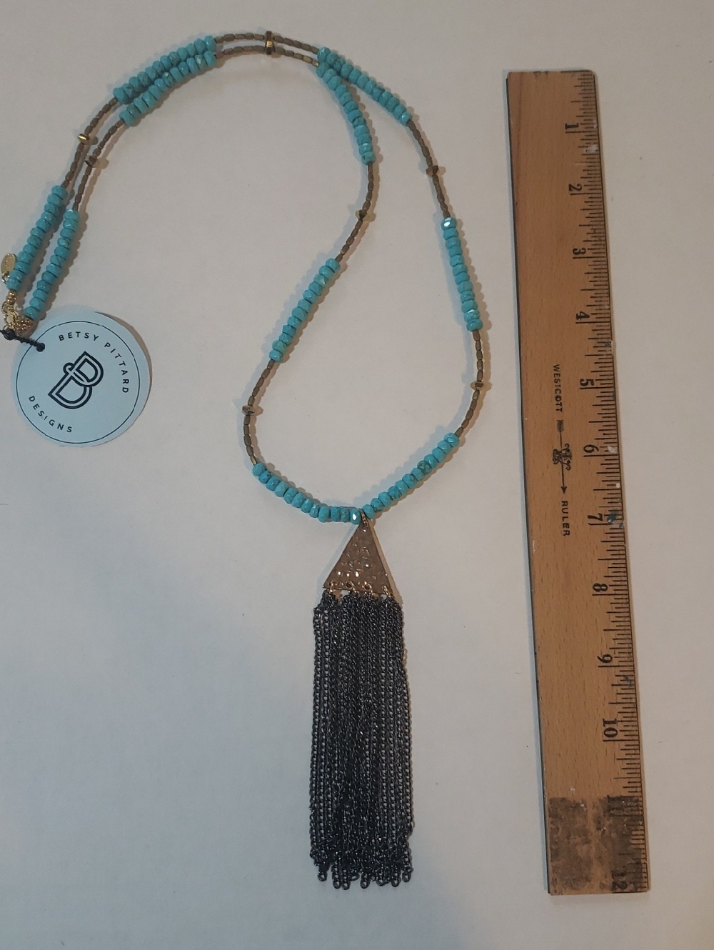 Betsy Pittard Designs BPD Turquoise Beaded Tassel Jett Necklace